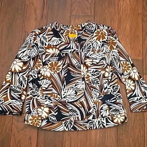 💥3for$12💥 Ruby Rd women's dark tropical floral denim jacket size 12